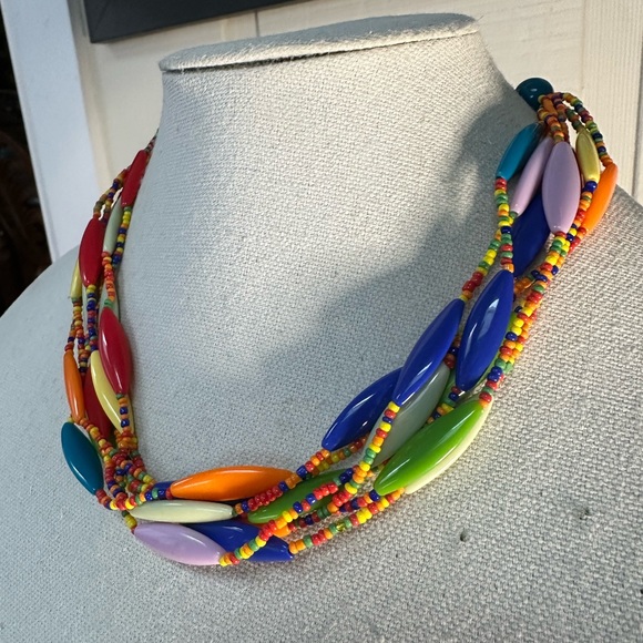 Multi colored summertime torsade style necklace - Picture 3 of 5